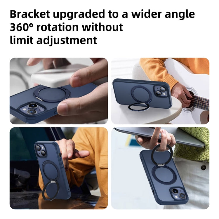 For iPhone 14 Pro Max MagSafe Holder PC Hybrid TPU Phone Case(Matte Blue) - iPhone 14 Pro Max Cases by buy2fix | Online Shopping UK | buy2fix
