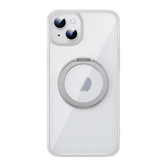 For iPhone 15 MagSafe Holder PC Hybrid TPU Phone Case(Transparent White) - iPhone 15 Cases by buy2fix | Online Shopping UK | buy2fix