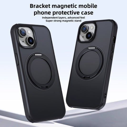 For iPhone 15 Pro MagSafe Holder PC Hybrid TPU Phone Case(Matte Black) - iPhone 15 Pro Cases by buy2fix | Online Shopping UK | buy2fix