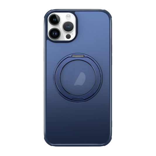 For iPhone 15 Pro MagSafe Holder PC Hybrid TPU Phone Case(Matte Blue) - iPhone 15 Pro Cases by buy2fix | Online Shopping UK | buy2fix