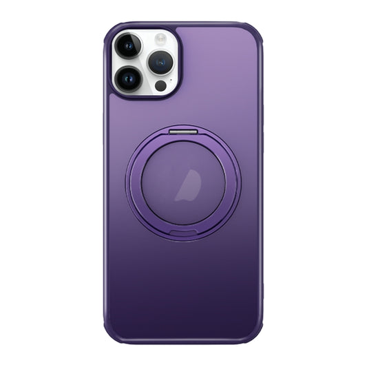 For iPhone 15 Pro MagSafe Holder PC Hybrid TPU Phone Case(Matte Purple) - iPhone 15 Pro Cases by buy2fix | Online Shopping UK | buy2fix
