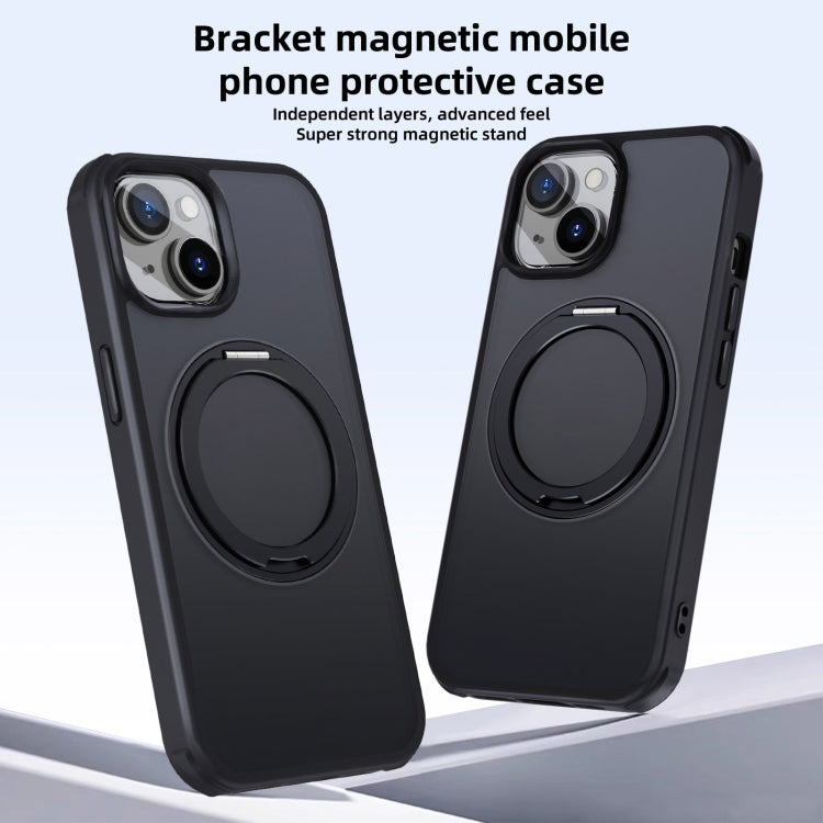For iPhone 15 Pro Max MagSafe Holder PC Hybrid TPU Phone Case(Matte Black) - iPhone 15 Pro Max Cases by buy2fix | Online Shopping UK | buy2fix