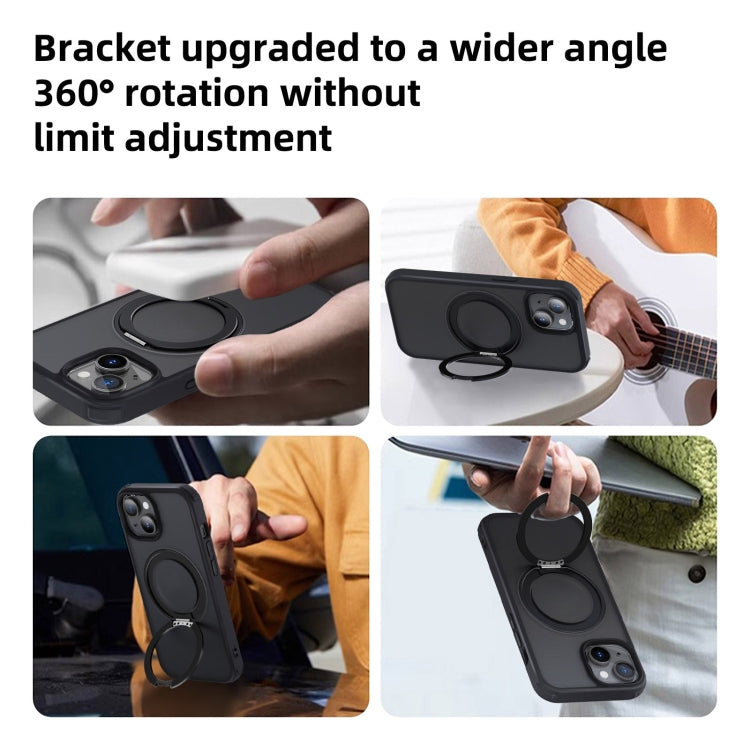 For iPhone 15 Pro Max MagSafe Holder PC Hybrid TPU Phone Case(Matte Black) - iPhone 15 Pro Max Cases by buy2fix | Online Shopping UK | buy2fix