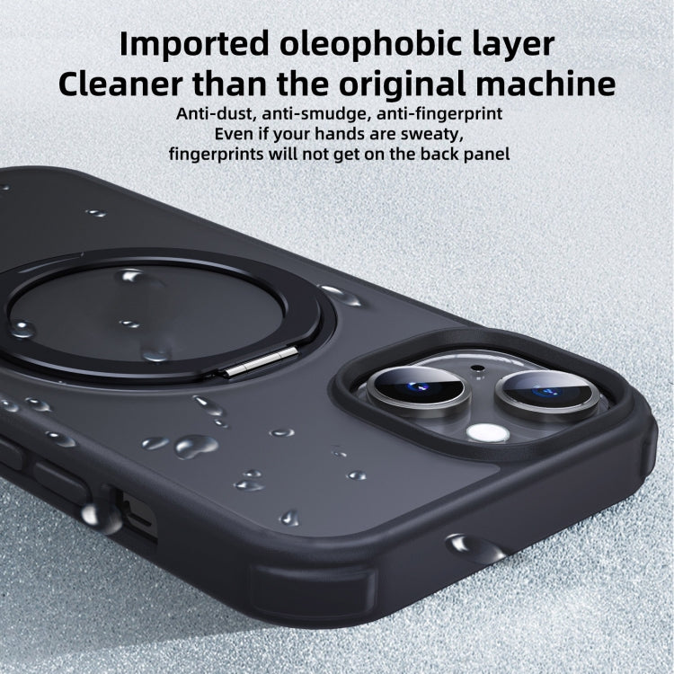 For iPhone 15 Pro Max MagSafe Holder PC Hybrid TPU Phone Case(Matte Black) - iPhone 15 Pro Max Cases by buy2fix | Online Shopping UK | buy2fix