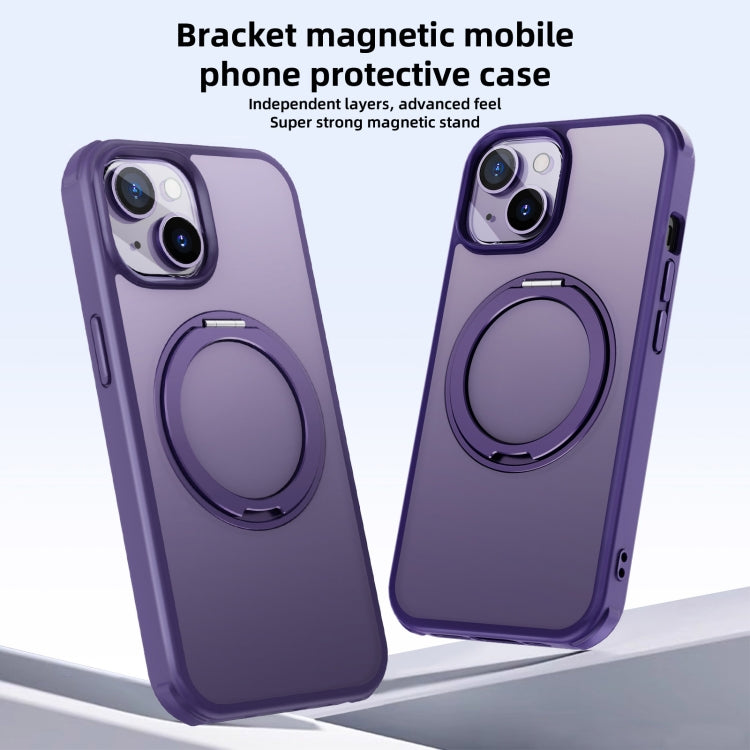 For iPhone 15 Pro Max MagSafe Holder PC Hybrid TPU Phone Case(Matte Purple) - iPhone 15 Pro Max Cases by buy2fix | Online Shopping UK | buy2fix