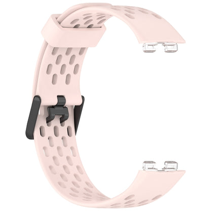 For Huawei Band 9 / 9 NFC / 8 / 8 NFC Hole Style Dual Black Buckle Silicone Watch Band(Pink) by buy2fix