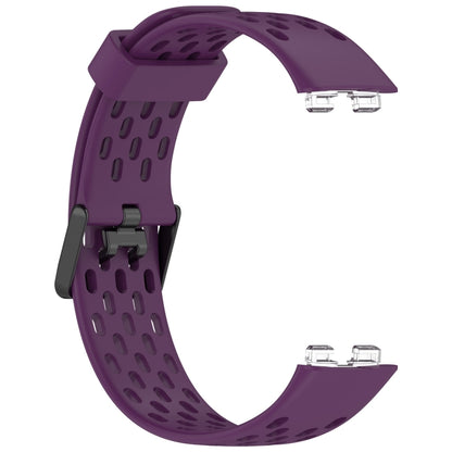 For Huawei Band 9 / 9 NFC / 8 / 8 NFC Hole Style Dual Black Buckle Silicone Watch Band(Dark Purple) by buy2fix