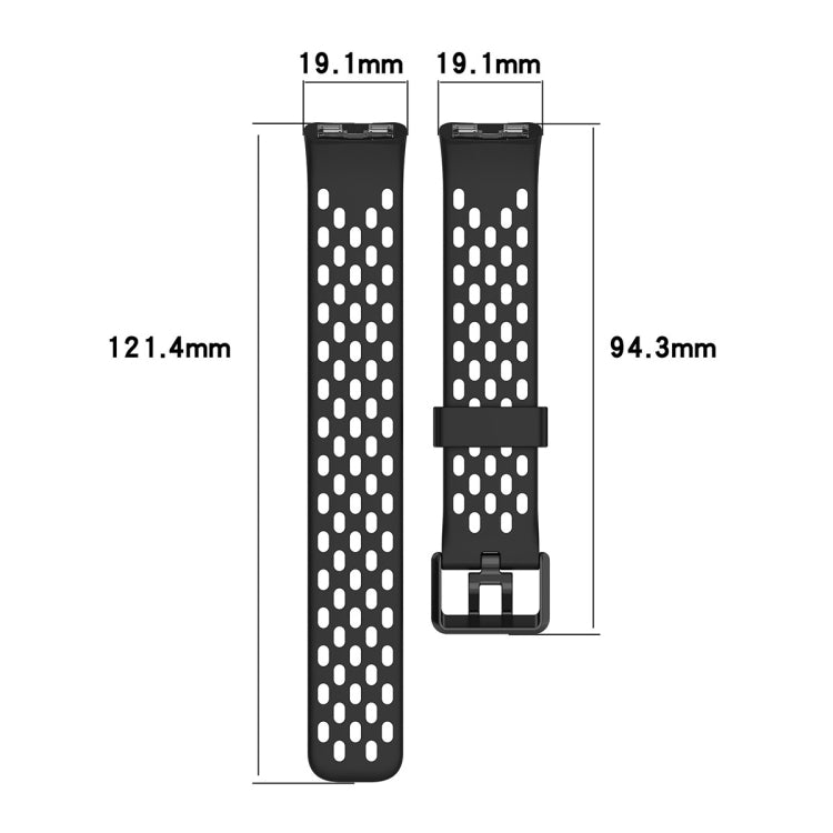 For Huawei Band 9 / 9 NFC / 8 / 8 NFC Hole Style Dual Black Buckle Silicone Watch Band(Black) by buy2fix