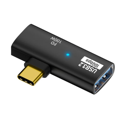 2 in 1 10Gbps PD 100W USB-C / Type-C Charging Side-bend Transfer Adapter(Black) by buy2fix