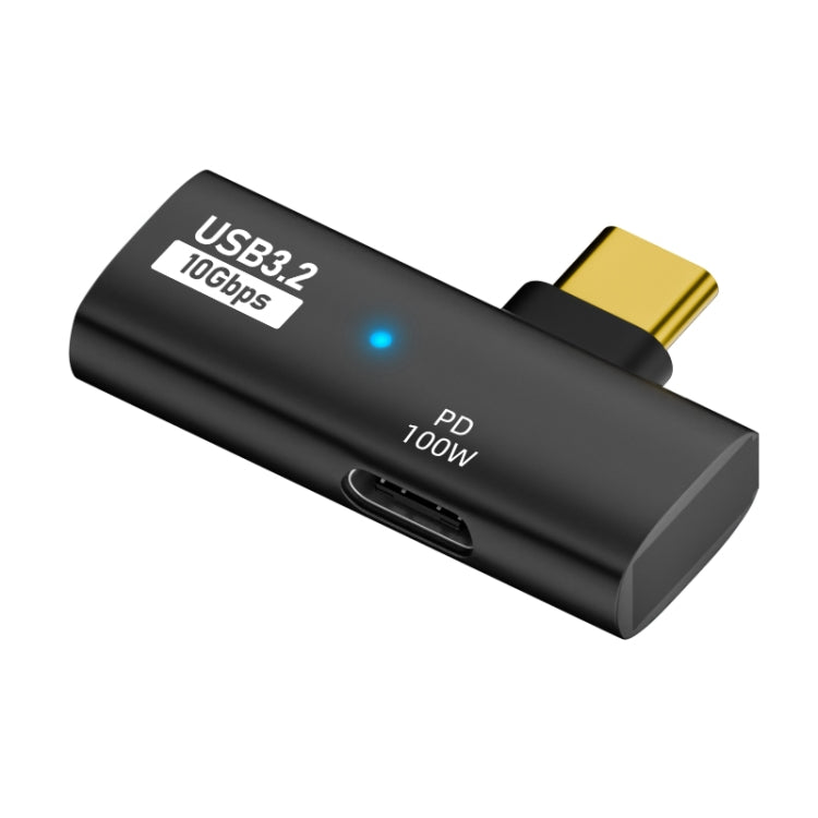 2 in 1 10Gbps PD 100W USB-C / Type-C Charging Side-bend Transfer Adapter(Black) by buy2fix
