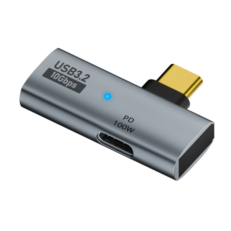 2 in 1 10Gbps PD 100W USB-C / Type-C Charging Side-bend Transfer Adapter(Grey) by buy2fix
