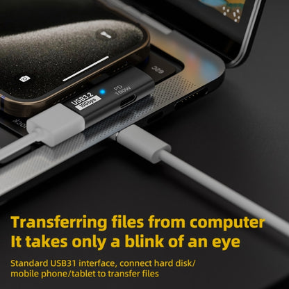 2 in 1 10Gbps PD 100W USB-C / Type-C Charging Side-bend Transfer Adapter(Black) by buy2fix