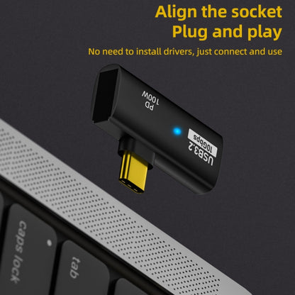 2 in 1 10Gbps PD 100W USB-C / Type-C Charging Side-bend Transfer Adapter(Black) by buy2fix