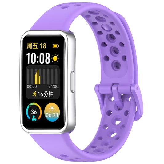 For Huawei Band 10 / 9 / 8 Round Hole Nail Button Silicone Watch Band(Purple) by buy2fix