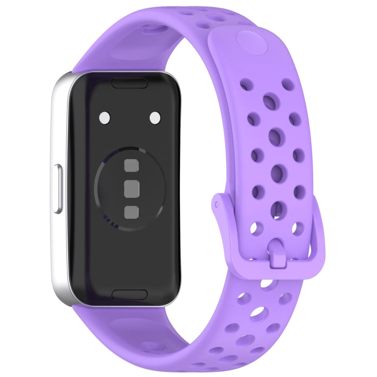 For Huawei Band 10 / 9 / 8 Round Hole Nail Button Silicone Watch Band(Purple) by buy2fix