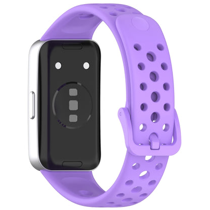 For Huawei Band 10 / 9 / 8 Round Hole Nail Button Silicone Watch Band(Purple) by buy2fix