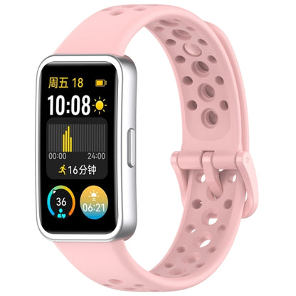 For Huawei Band 10 / 9 / 8 Round Hole Nail Button Silicone Watch Band(Pink) by buy2fix