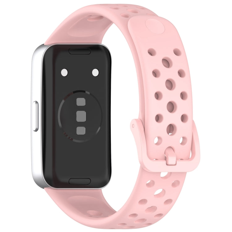 For Huawei Band 10 / 9 / 8 Round Hole Nail Button Silicone Watch Band(Pink) by buy2fix