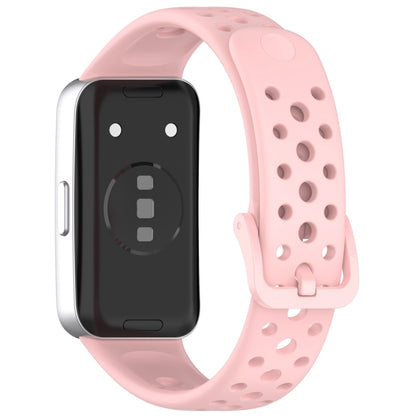For Huawei Band 10 / 9 / 8 Round Hole Nail Button Silicone Watch Band(Pink) by buy2fix