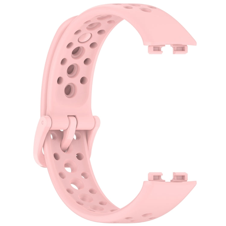 For Huawei Band 10 / 9 / 8 Round Hole Nail Button Silicone Watch Band(Pink) by buy2fix