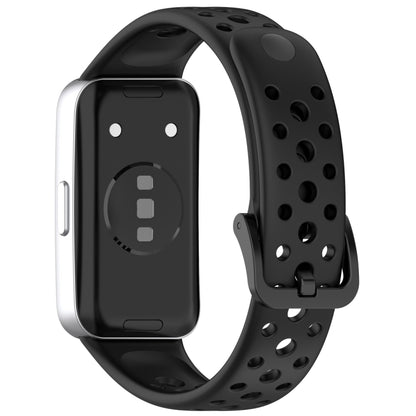 For Huawei Band 10 / 9 / 8 Round Hole Nail Button Silicone Watch Band(Black) by buy2fix