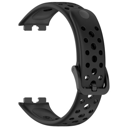 For Huawei Band 10 / 9 / 8 Round Hole Nail Button Silicone Watch Band(Black) by buy2fix