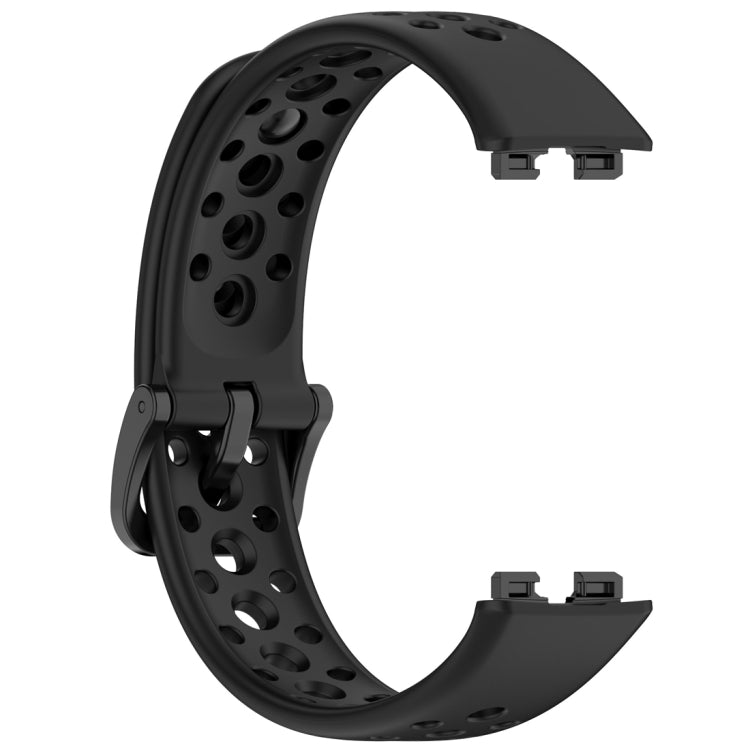 For Huawei Band 10 / 9 / 8 Round Hole Nail Button Silicone Watch Band(Black) by buy2fix
