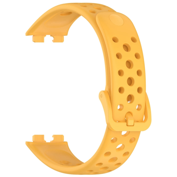 For Huawei Band 10 / 9 / 8 Round Hole Nail Button Silicone Watch Band(Yellow) by buy2fix