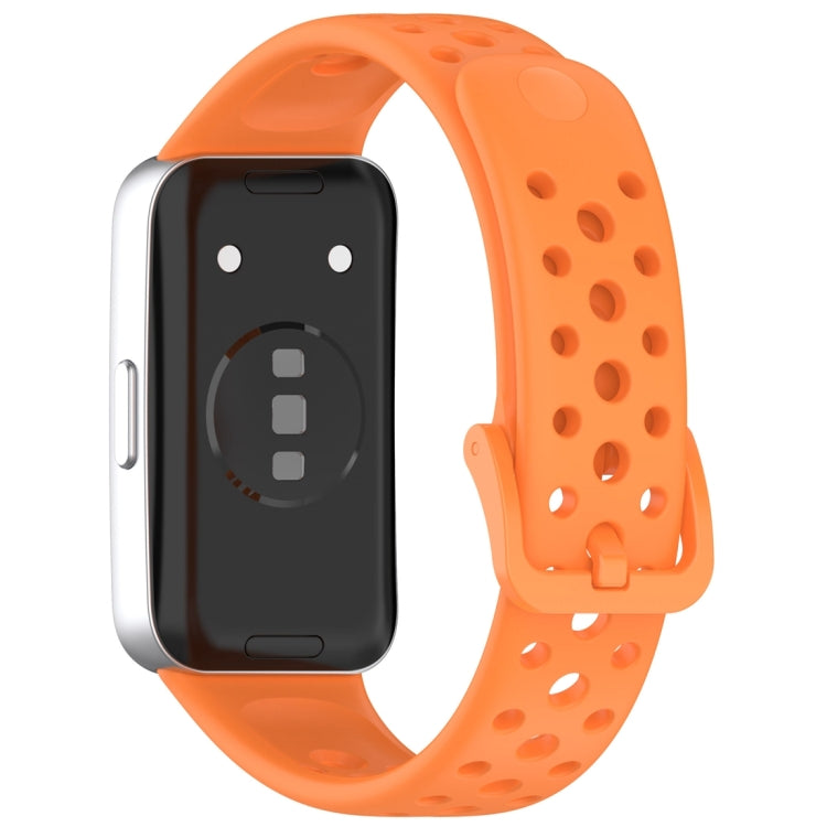 For Huawei Band 10 / 9 / 8 Round Hole Nail Button Silicone Watch Band(Orange) by buy2fix