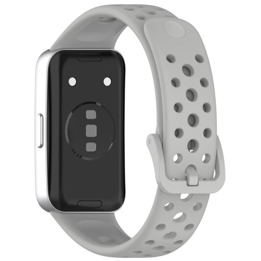 For Huawei Band 10 / 9 / 8 Round Hole Nail Button Silicone Watch Band(Grey) by buy2fix