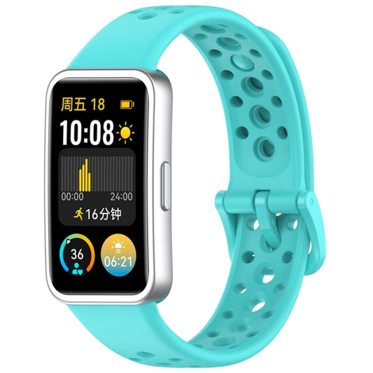 For Huawei Band 10 / 9 / 8 Round Hole Nail Button Silicone Watch Band(Teal) by buy2fix
