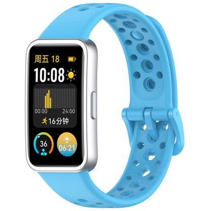 For Huawei Band 10 / 9 / 8 Round Hole Nail Button Silicone Watch Band(Sky Blue) by buy2fix