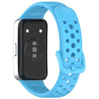 For Huawei Band 10 / 9 / 8 Round Hole Nail Button Silicone Watch Band(Sky Blue) by buy2fix