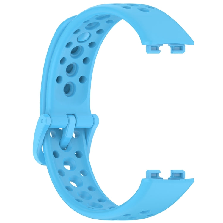 For Huawei Band 10 / 9 / 8 Round Hole Nail Button Silicone Watch Band(Sky Blue) by buy2fix