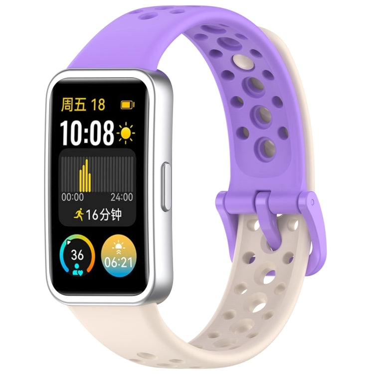 For Huawei Band 10 / 9 / 8 Round Hole Nail Button Silicone Watch Band(Starlight Purple) by buy2fix