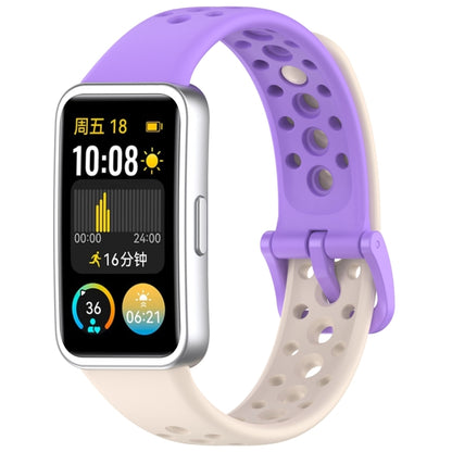 For Huawei Band 10 / 9 / 8 Round Hole Nail Button Silicone Watch Band(Starlight Purple) by buy2fix