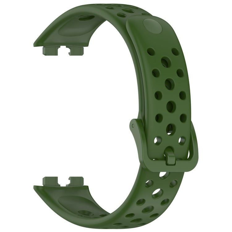 For Huawei Band 10 / 9 / 8 Round Hole Nail Button Silicone Watch Band(Dark Green) by buy2fix