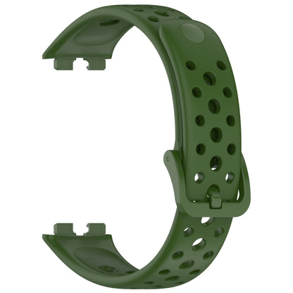 For Huawei Band 10 / 9 / 8 Round Hole Nail Button Silicone Watch Band(Dark Green) by buy2fix