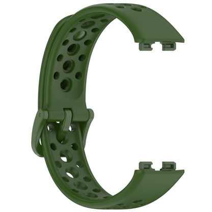 For Huawei Band 10 / 9 / 8 Round Hole Nail Button Silicone Watch Band(Dark Green) by buy2fix