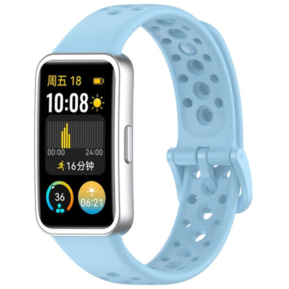 For Huawei Band 10 / 9 / 8 Round Hole Nail Button Silicone Watch Band(Light Blue) by buy2fix