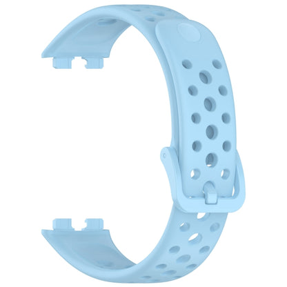For Huawei Band 10 / 9 / 8 Round Hole Nail Button Silicone Watch Band(Light Blue) by buy2fix