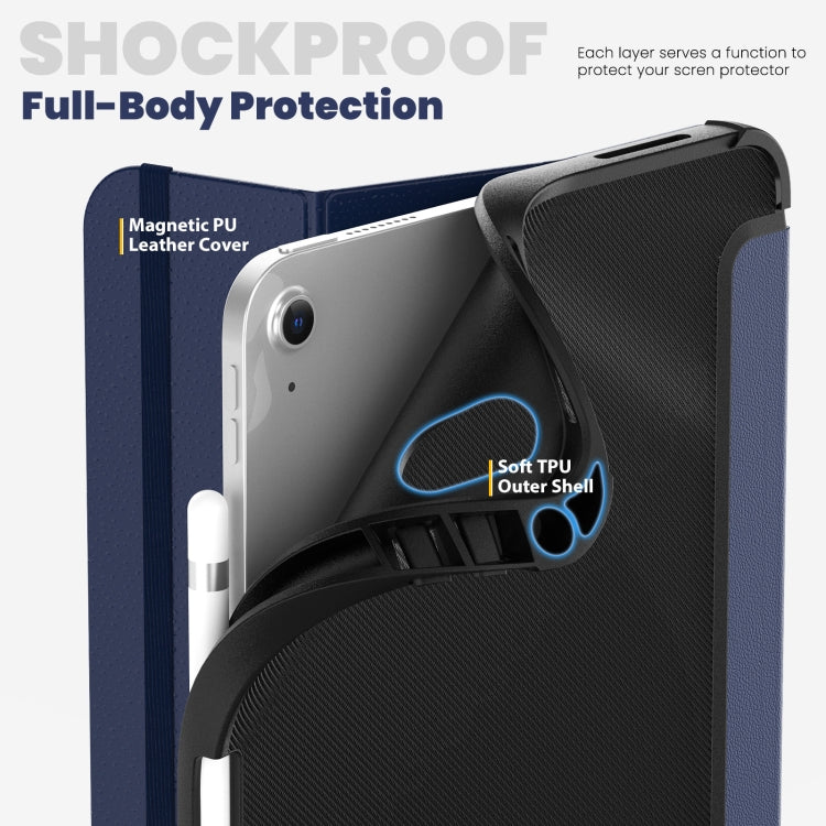 For iPad 2025 / 2022 Carbon Fiber Leather Smart Tablet Case(Navy Blue) - iPad 2025 / 2022 Cases by buy2fix | Online Shopping UK | buy2fix