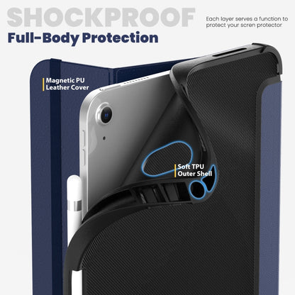 For iPad 2025 / 2022 Carbon Fiber Leather Smart Tablet Case(Navy Blue) - iPad 2025 / 2022 Cases by buy2fix | Online Shopping UK | buy2fix