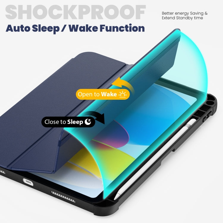 For iPad 2025 / 2022 Carbon Fiber Leather Smart Tablet Case(Navy Blue) - iPad 2025 / 2022 Cases by buy2fix | Online Shopping UK | buy2fix