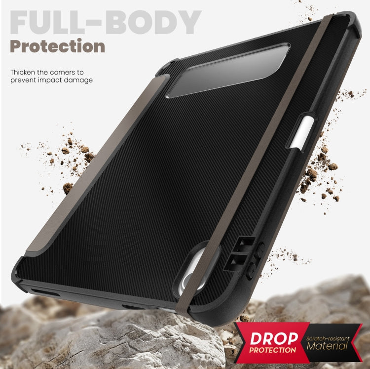 For iPad 2025 / 2022 Carbon Fiber Leather Smart Tablet Case(Brown) - iPad 2025 / 2022 Cases by buy2fix | Online Shopping UK | buy2fix