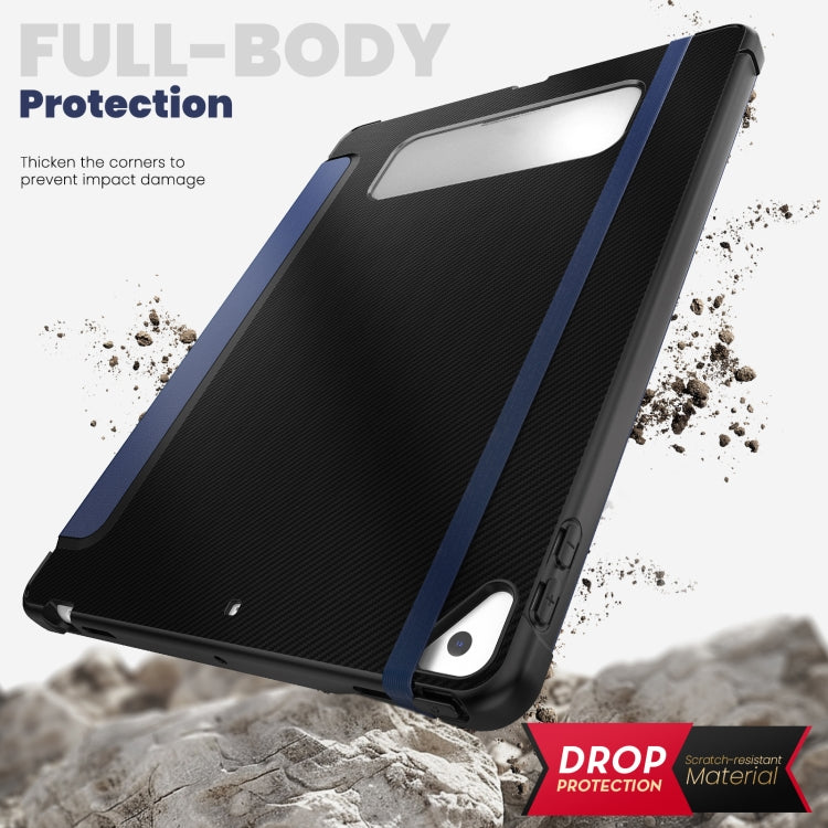 For iPad 10.2 2021 / Air 10.5 Carbon Fiber Leather Smart Tablet Case(Navy Blue) - iPad 10.2 Cases by buy2fix | Online Shopping UK | buy2fix