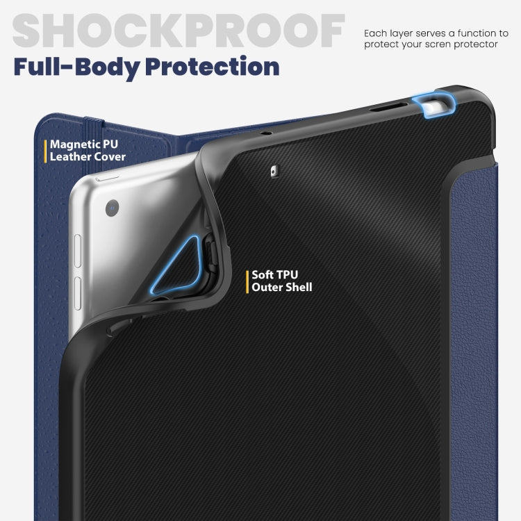 For iPad 10.2 2021 / Air 10.5 Carbon Fiber Leather Smart Tablet Case(Navy Blue) - iPad 10.2 Cases by buy2fix | Online Shopping UK | buy2fix