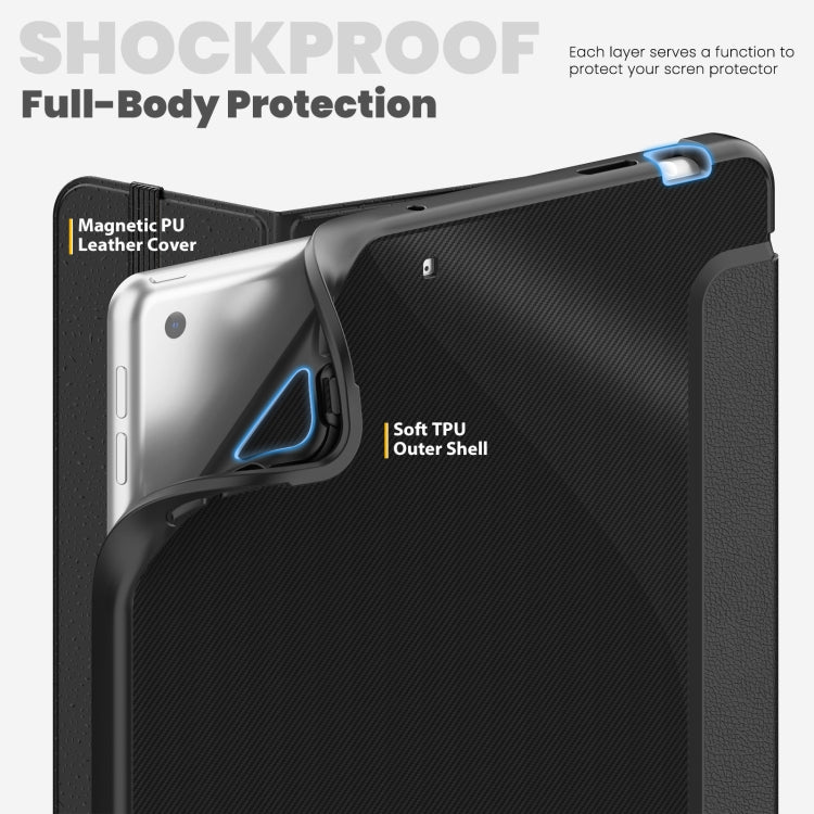 For iPad 10.2 2021 / Air 10.5 Carbon Fiber Leather Smart Tablet Case(Black) - iPad 10.2 Cases by buy2fix | Online Shopping UK | buy2fix