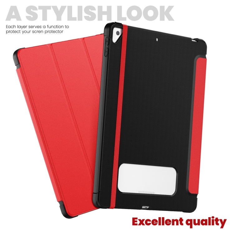 For iPad 10.2 2021 / Air 10.5 Carbon Fiber Leather Smart Tablet Case(Red) - iPad 10.2 Cases by buy2fix | Online Shopping UK | buy2fix
