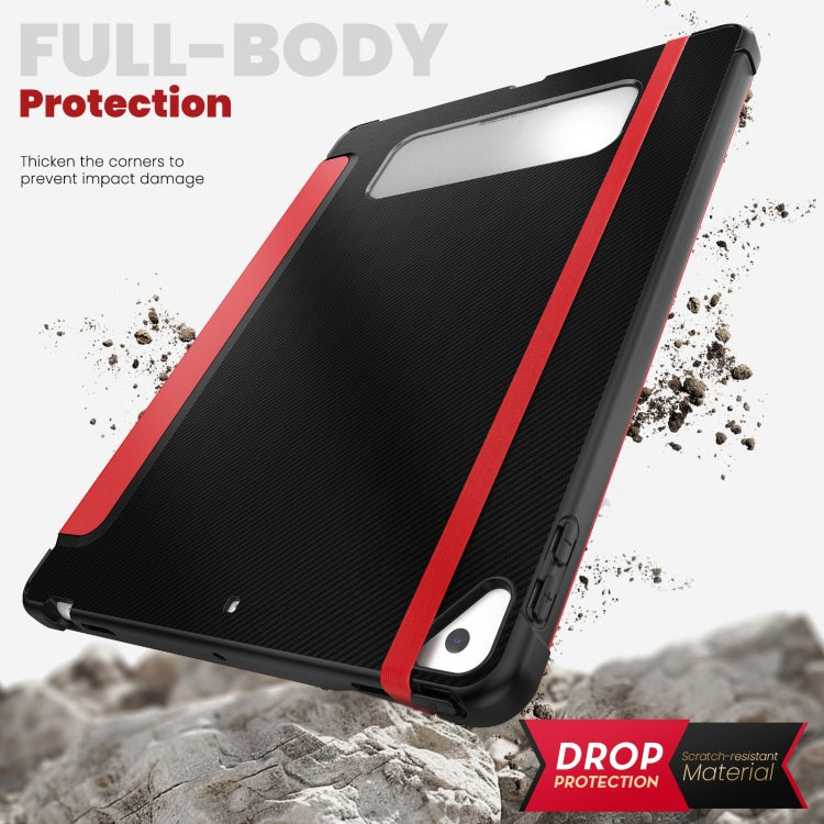 For iPad 10.2 2021 / Air 10.5 Carbon Fiber Leather Smart Tablet Case(Red) - iPad 10.2 Cases by buy2fix | Online Shopping UK | buy2fix